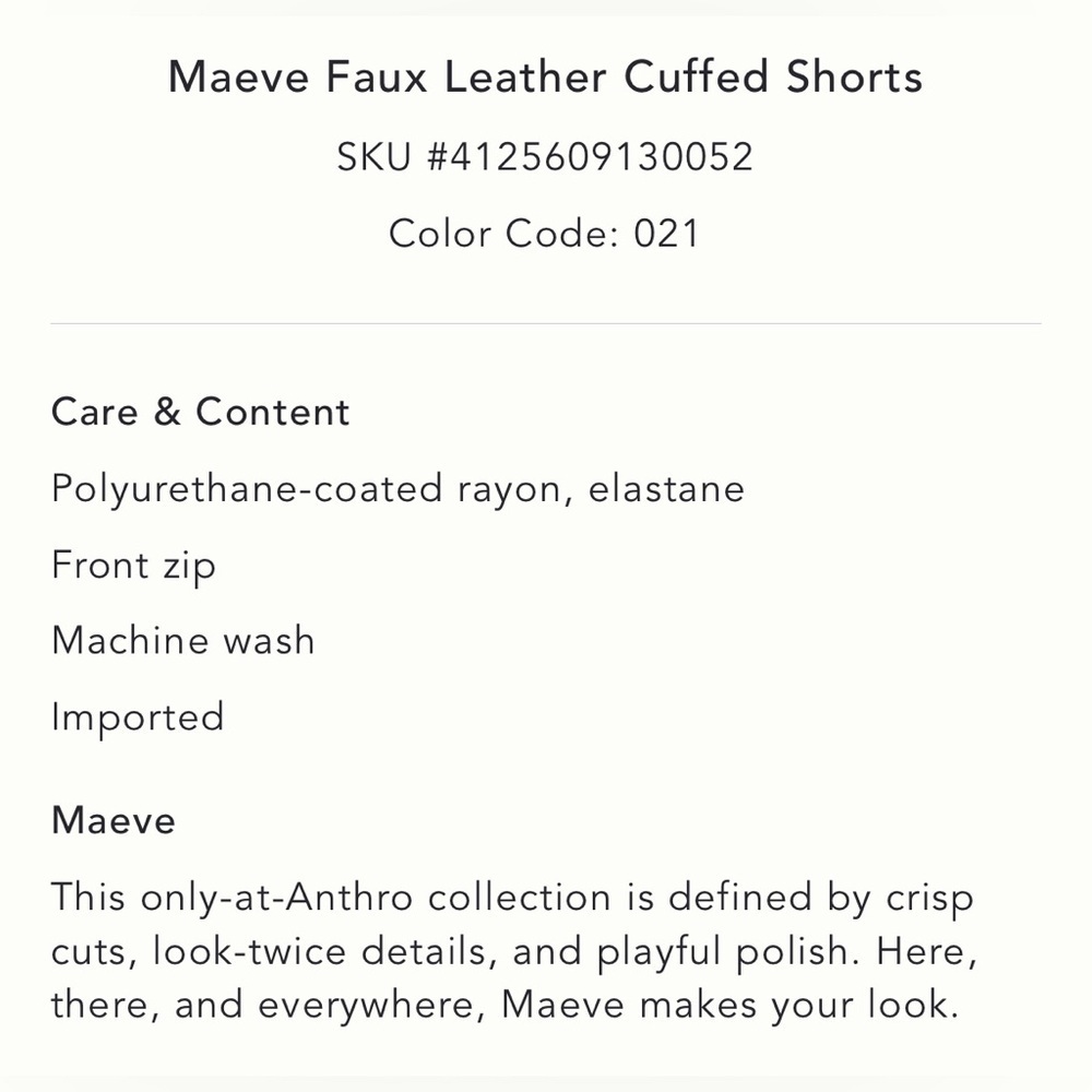 NWT new 12 Anthropologie Maeve faux leather cuffed shorts chocolate brown - Picture 4 of 15